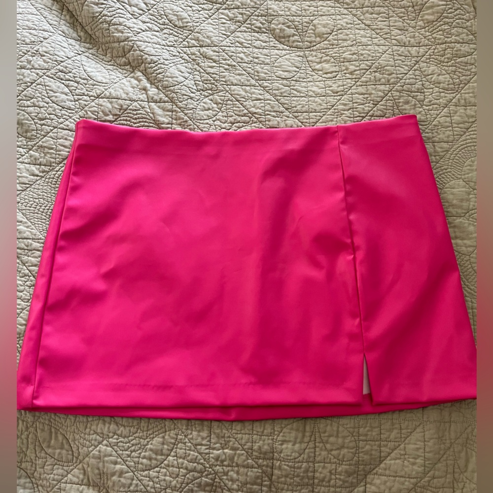 Neon Pink H&M Mini Pleather Skirt